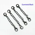 Set mit vier kugelgrauen Karabinerverschlüssen mit Verlängerungskette für DIY-Schmuck - 3 Zoll (1,2 g) / Gunmetal-Schwarz