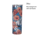 Gobelet isotherme 20oz en acier inoxydable avec imprimé tropical fleuri bleu - 20oz / Transfert de Laque - Bleu Avec Fleurs Rouges