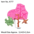 Pink silicone mold with squirrel pine tree shapes for cake decorating and DIY baking - Style 3 (Leaves/Coral) / Pink