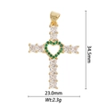 Détails du pendentif croix en cuivre avec pierres vertes: 34,5mm de hauteur, 23mm - Croix Zirconium Blanc Cœur Pierre Verte