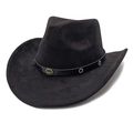 Detailansicht vom schwarzen Cowboyhut aus Wildleder mit strassbesetztem Lederband - M (56-58cm) / Schwarz