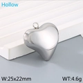 Colgante de corazón hueco pulido de 25x22mm en acero inoxidable para joyería DIY - Color Acero Pequeño (KLJ9191-Z) / 25x22mm