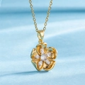 18K gold plated necklace with minimalist flower pendant and sparkling white zircon stones - Gold