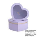 Set of 2 lavender heart-shaped gift boxes with gold trim and clear window lids - Set of 2 / Light Purple