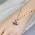 Luxurious 18K gold plated necklace with purple stone peacock pendant accessory - Purple Gemstone Swan Style (8982) / Gold