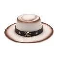 Retro gradient felt fedora hat with skull leather band for men and women - One Size (M Top) / White [White Skull]