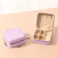 Portable taro purple faux leather jewelry box with zipper and internal compartments - Taro Purple (No Mirror)