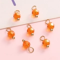 DIY orange faceted glass bead charms with gold loops for bracelets and necklaces - Orange-Red Round Bead