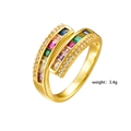 Gold plated open ring with colorful rectangular zircons and 3.4g weight specification - Style 259 (Cross Rainbow)