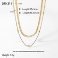 Detail of 18K gold double layer snake chain and bead necklace with precise dimensions - Double Layer Gold Bead Snake Chain (DFN211)