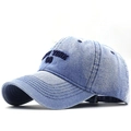 Classic washed denim baseball cap with New York embroidery in a 45-degree angle view - Adjustable / Light Blue - NEW YORK 09 Embroidery