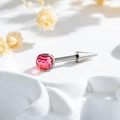 F136 titanium cartilage stud with pink faceted bead and cone tip on silver post - Ruby Red