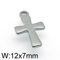 Colgante de cruz de acero inoxidable plateado para collares DIY talla 12x7mm - Color Acero (KLJ4776-Z)