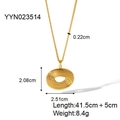 Collana in acciaio dorato con pendente ovale a spirale e indicazioni di misura - Collana con Pendente Ovale a Spirale (YYN023514)