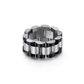 Zweifarbiger Edelstahlring in Silber und Schwarz mit Uhrenarmband-Gliedern Design - US 8 / Zweifarbig Schwarz (KR86690-KFC)