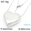 Collana con ciondolo a cuore vuoto argento in acciaio al titanio con catena a scatola - Collana Color Acciaio (KN287393-KFC)