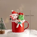Rote Weihnachts-Glocken-Deko mit Weihnachtsmann und Zuckerstange, ca. 11 cm hohe Figur - Weihnachtsmann Tasse