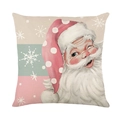 Christmas pillowcase featuring vintage Santa Claus illustration in linen fabric - TQYM60-22 Vintage Santa Claus