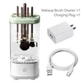 Automatic makeup brush cleaner set with mint green lid, adapter and USB cable - Transparent White (Plug-in + Adapter)