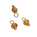 Amber glass crystal bead pendants with gold metal ring for DIY jewelry making - Bicone Bead / Brown