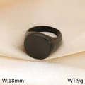 Polished black signet ring for women and men, 18mm face width in stainless steel - Black 18mm