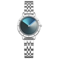 Minimalist silver steel watch with a modern blue gradient dial and no numeric markers - Silver Case Black-Blue Dial