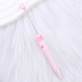 Pink DIY beadable pen with cute bow and heart print on a soft plush white background - 61-Pink Bow
