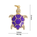 Detailed view of 18K gold turtle pendant with purple enamel and zircon inlay - DZY-2989 Purple Turtle