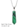 Hexagonal green malachite crystal point pendant on silver chain necklace 3.2x0.8 - Small Malachite