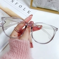 Oversized anti-blue light glasses in transparent light purple frame for women and men - Frame Only (No Lens) / Transparent Grey