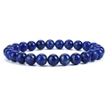 Deep blue natural lapis lazuli 8mm round bead bracelet with golden mineral textures - Lapis Lazuli