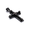 Colgante de cruz en acero de titanio negro con textura de cable en fondo blanco - Colgante Negro Sin Cadena (KP55885-K)