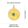 Detailed view of evil eye charm in gold copper with dimensions and material specifications - Green and Black Evil Eye Round Style (XL-306-C) / Pendant