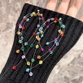 2503096 Colorful Crystal Beaded Earrings (s925 Silver Needles)