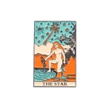 Tarot XVII The Star enamel pin featuring a mystical celestial scene on white background - The Star