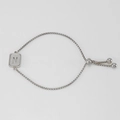 Silver stainless steel box chain bracelet featuring a cutout letter N square pendant - Letter N / Steel
