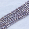 Macro view of purple faceted strawberry teardrop glass beads with iridescent coating - 4*5mm (Approx 95pcs/strand) / Purple AB