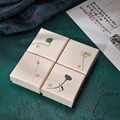 Elegant beige jewelry gift box set with traditional Chinese lotus motif and red seal - Chinese Style Square Jewelry Box 10cm