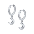 S925 sterling zilveren maan oorringen met kristallen ster hanger voor dames - Zilveren Ster Maan