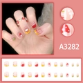 Short round press-on nails with colorful mushroom graffiti and heart patterns - A3282 Style with Glue (A3282【胶水款】)