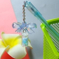 Light blue creative gel pen with cute bow and laser sequin bottle pendant charm - Butterfly Drift Bottle - Blue