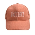 Pink corduroy baseball cap for kids with white embroidered MINI lettering on front - Orange-mini Corduroy Baseball Cap / One Size