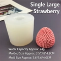 Macro view of strawberry silicone mold with detailed dimensions and 3D textured finish - Single Large Strawberry / Translucent