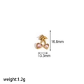 Detail showing 16.8mm by 13.3mm pink heart cherry charm with gold plating and weight data - Pink Heart Cherry (TP025-PK)