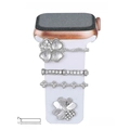 Silver clover metal charms set with crystals for Apple Watch silicone band decoration - White Clover Style (5572578809355) / Black Sponge Packaging / No.23 Silver