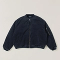 Giacca bomber vintage oversize in cotone lavato blu scuro con cerniera metallica - S / Nero Annientamento