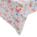 Nappe jetable en PE blanc avec étoiles colorées et lettrage Happy Birthday - 137*274cm / Étoile