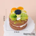 Miniature double-layer chocolate cake keychain with faux fruit and yellow syrup drizzle - Gold Bead Chain / 037 Brown Mulberry Fruit Cake