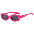 Retro-Sonnenbrille in hellem Rosa mit ovalem Rahmen und dunkelgrauen UV-Gläsern - Rosarot (C2)