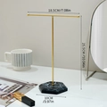 Nordic gold T-bar jewelry stand with hexagonal marble base for necklaces and bracelets - Gold Frame-Black Base